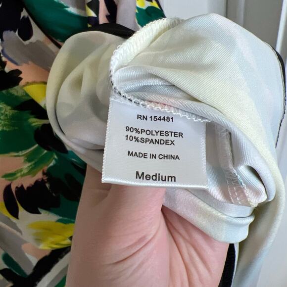 JEAN PIERRE KLIFA Daphne Sheath Dress Yellow Green Size Medium Abstract Bright - Picture 6 of 7